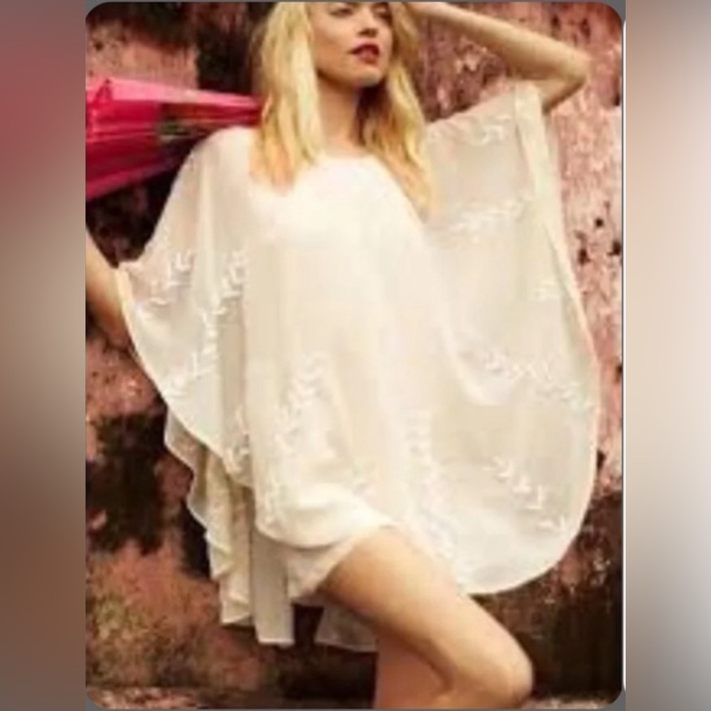 SEE NEW LISTING ♥️ NWT FREE PEOPLE BEADED CAPED CHIFFON BOHO MINI DRESS - Picture 1 of 5